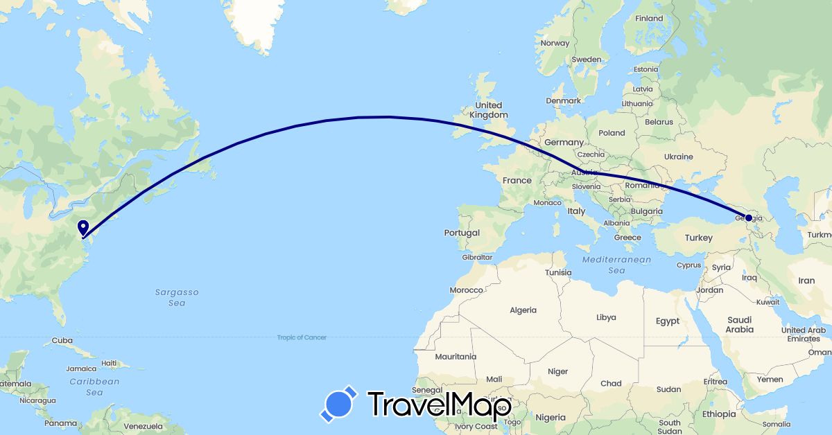TravelMap itinerary: driving in Austria, Georgia, United States (Asia, Europe, North America)